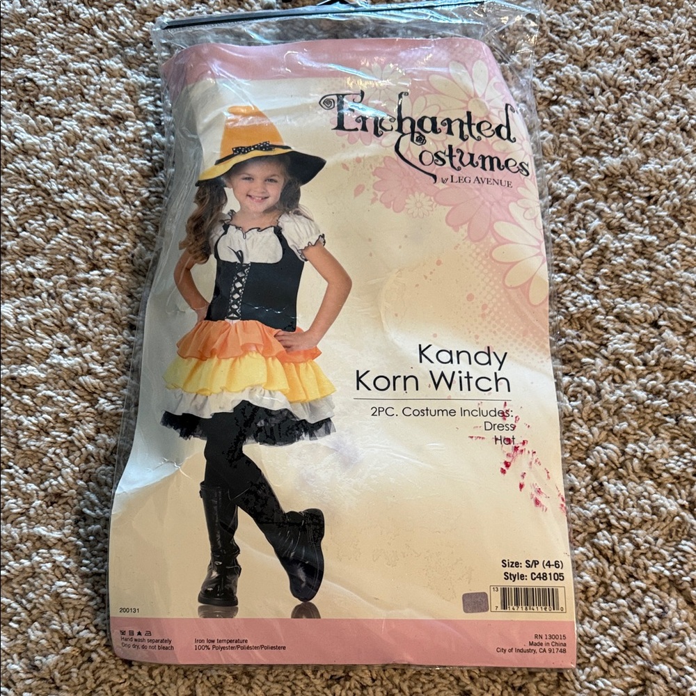 Enchanted costumes leg avenue Halloween Kandy Korn witch dress hat sz 4-6